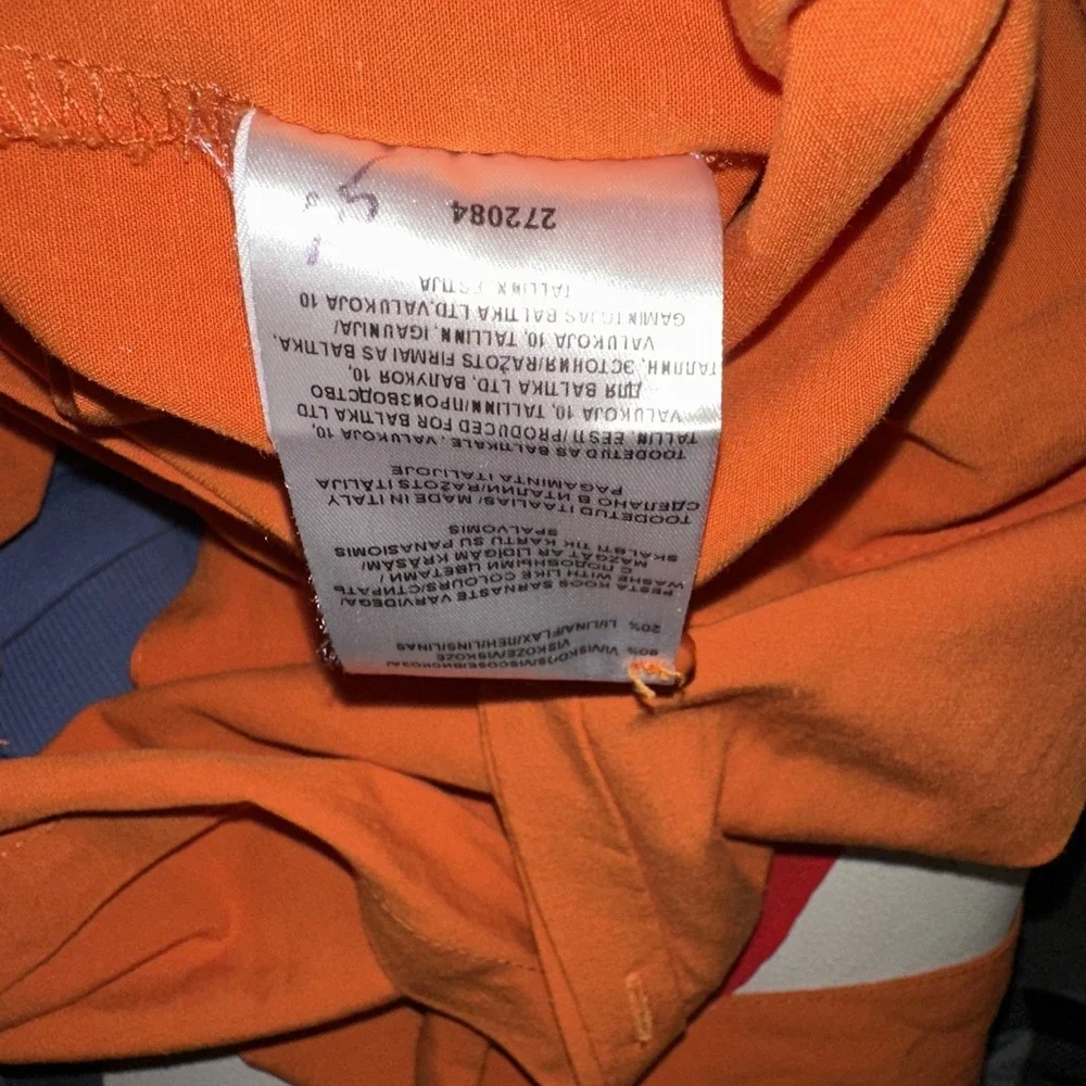 Ivo Nikkolo  Orange Button Up Linen Dress Short Sleeve Size XS‎ Waist Belt